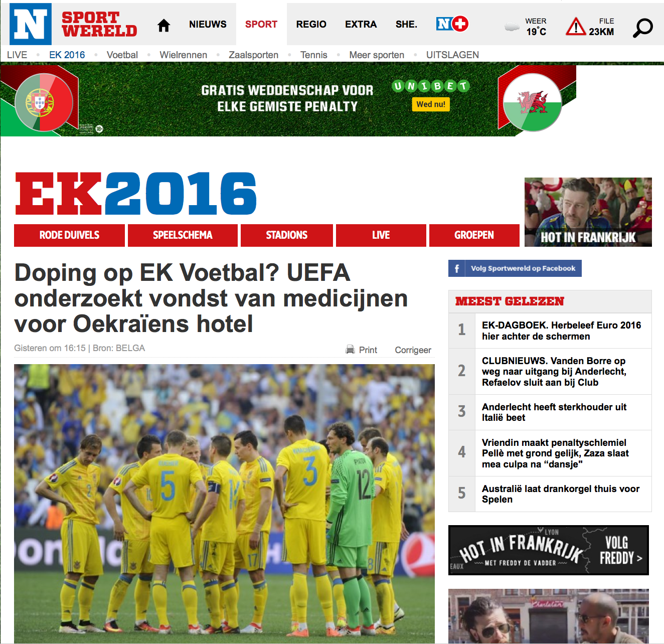 Скриншот сайта Het Nieuwsblad