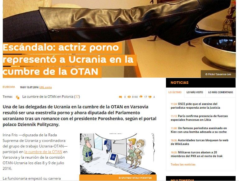 Captura de pantalla de la nota de Sputnik