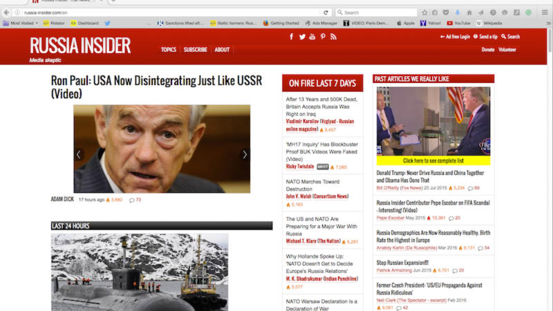 News or propaganda? The pro-Moscow Russia Insider is one of several highly visible partisan outlets alongside RT, Ruptly and Sputnik. By Russia Insider