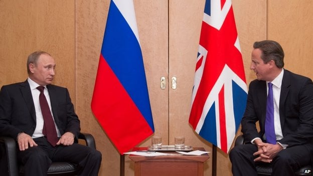 La foto del encuentro de Vladimir Putin con David Cameron  en 2014