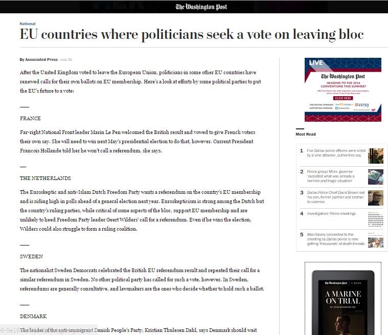 Website screenshot  Washington Post