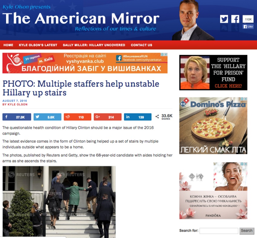 Website screenshot  theamericanmirror.com