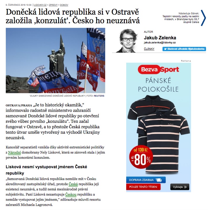 Скриншот на lidovky.cz
