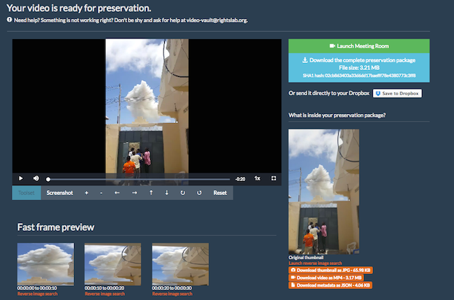 Video Vault features many functions to help verify archived footage