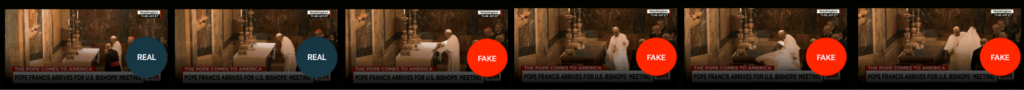 Example filmstrip — Perhaps in addition to the darkening technique and label overlay, we could use a filmstrip style to show exactly where the edit starts. Similarly, Flackcheck recommends a matrix and Novak uses the side-by-side
