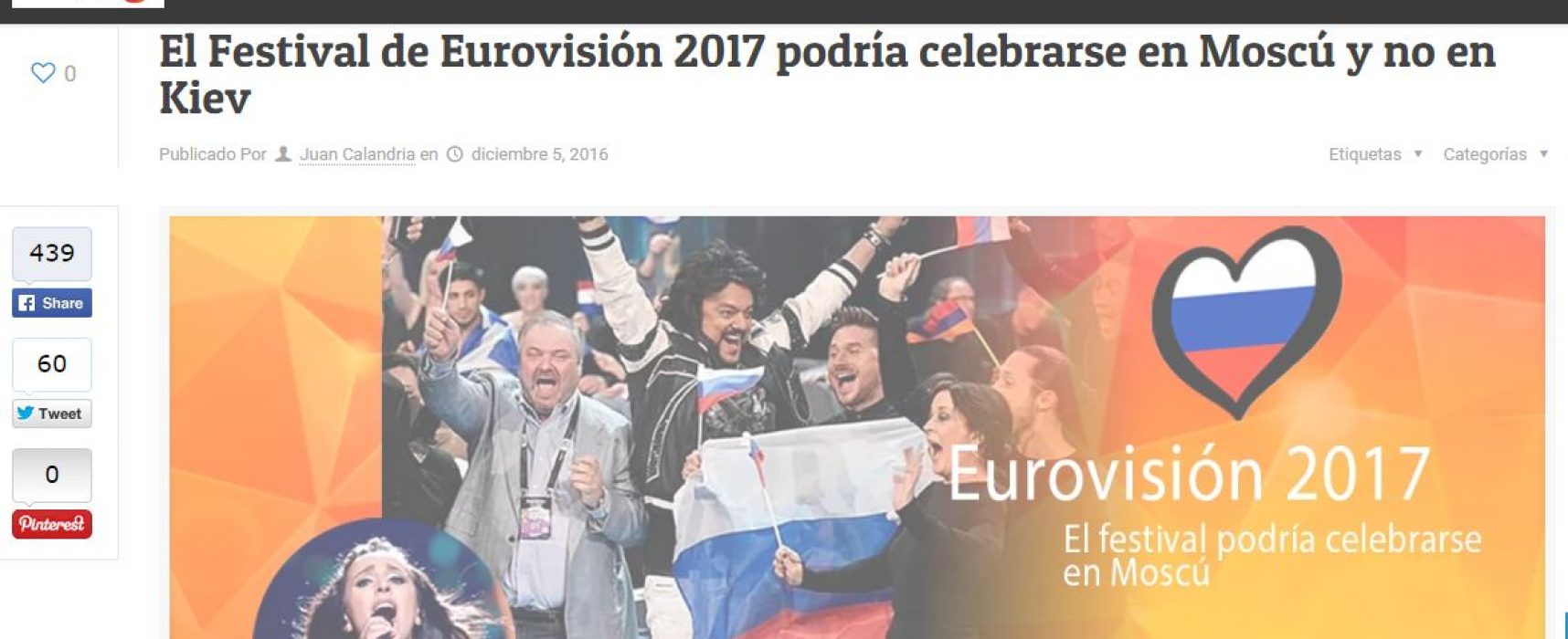 Falso: el concurso musical Eurovisión de nuevo se trasladaría a Moscú