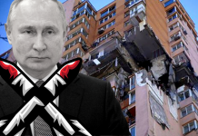 Fake: Ein ziviles Wohnhaus in Kyjiw wurde durch eine ukrainische Flugabwehrrakete zerstört