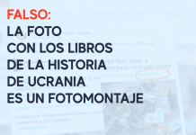 Falso: La foto con los libros de la historia de Ucrania es un fotomontaje