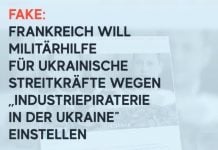 Fake: Frankreich will Militärhilfe für ukrainische Streitkräfte wegen ,,Industriepiraterie in der Ukraine“ einstellen