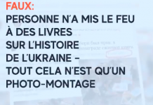 Faux: Personne n’a mis le feu à des livres sur l’histoire de l’Ukraine – tout cela n’est qu’un photo-montage