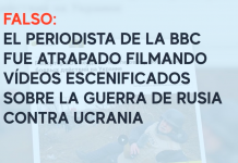 Falso: El periodista de la BBC fue atrapado, filmando vídeos escenificados sobre la guerra de Rusia contra Ucrania