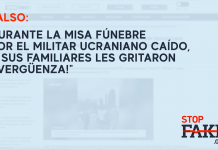 FALSO: Durante la misa fúnebre por el militar ucraniano caído, a sus familiares les gritaron «¡Vergüenza!»