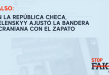 FALSO: En la República Checa, Zelenskyy ajustó la bandera ucraniana con el zapato
