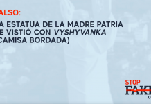 FALSO: La estatua de la Madre Patria se vistió con vyshyvanka (camisa bordada)
