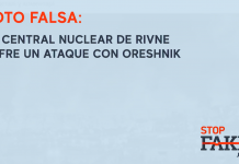Foto falsa: La central nuclear de Rivne sufre un ataque con Oreshnik