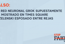 Falso: La red neuronal Grok supuestamente ha mostrado en Times Square a Zelenski esposado entre rejas